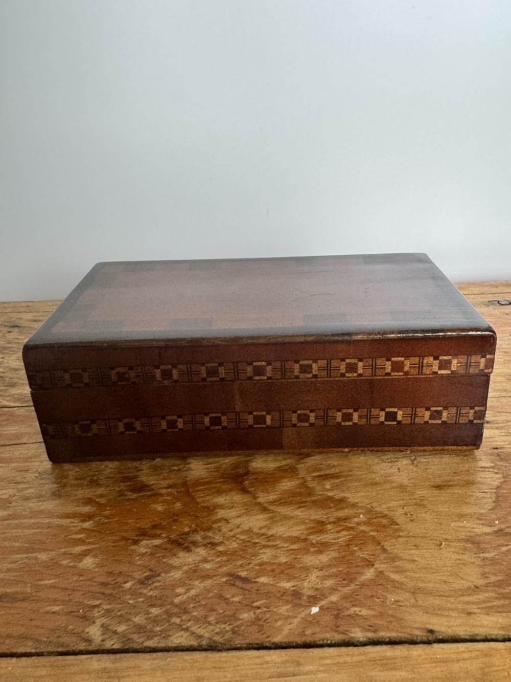 Vintage Wooden Trinket Jewelry Box